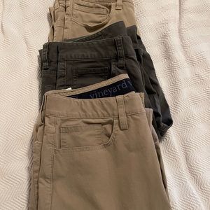 Three pairs of vineyard vines waist  28X30 length.